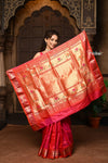 Parampura ~ Pure Silk Paithani with Exclusive Asawali Tawa Pallu in Rani Pink - verymuchindian.com
