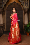 Parampura ~ Pure Silk Paithani with Exclusive Asawali Tawa Pallu in Rani Pink - verymuchindian.com