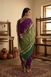 Peshwai That ~ Handloom Pure Cotton Royal Nauvari Saree in Infinite Purple - verymuchindian.com