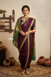 Peshwai That ~ Handloom Pure Cotton Royal Nauvari Saree in Infinite Violet - verymuchindian.com