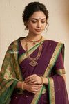 Peshwai That ~ Handloom Pure Cotton Royal Nauvari Saree in Infinite Violet - verymuchindian.com