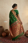 Peshwai That ~ Handloom Pure Cotton Royal Nauvari Saree in Royal Green - verymuchindian.com