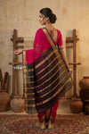 Peshwai That ~ Handloom Pure Cotton Royal Nauvari Saree in Savor Pink - verymuchindian.com