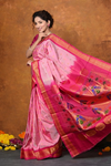 BestSeller ~ Exclusive Handloom Pure Silk Maharani Paithani With Contrast Pallu~ Light Pink with Bright Pink Contrast