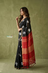 Prakriti ~ Designer Pure Banana Silk Saree in Black & Red - verymuchindian.com