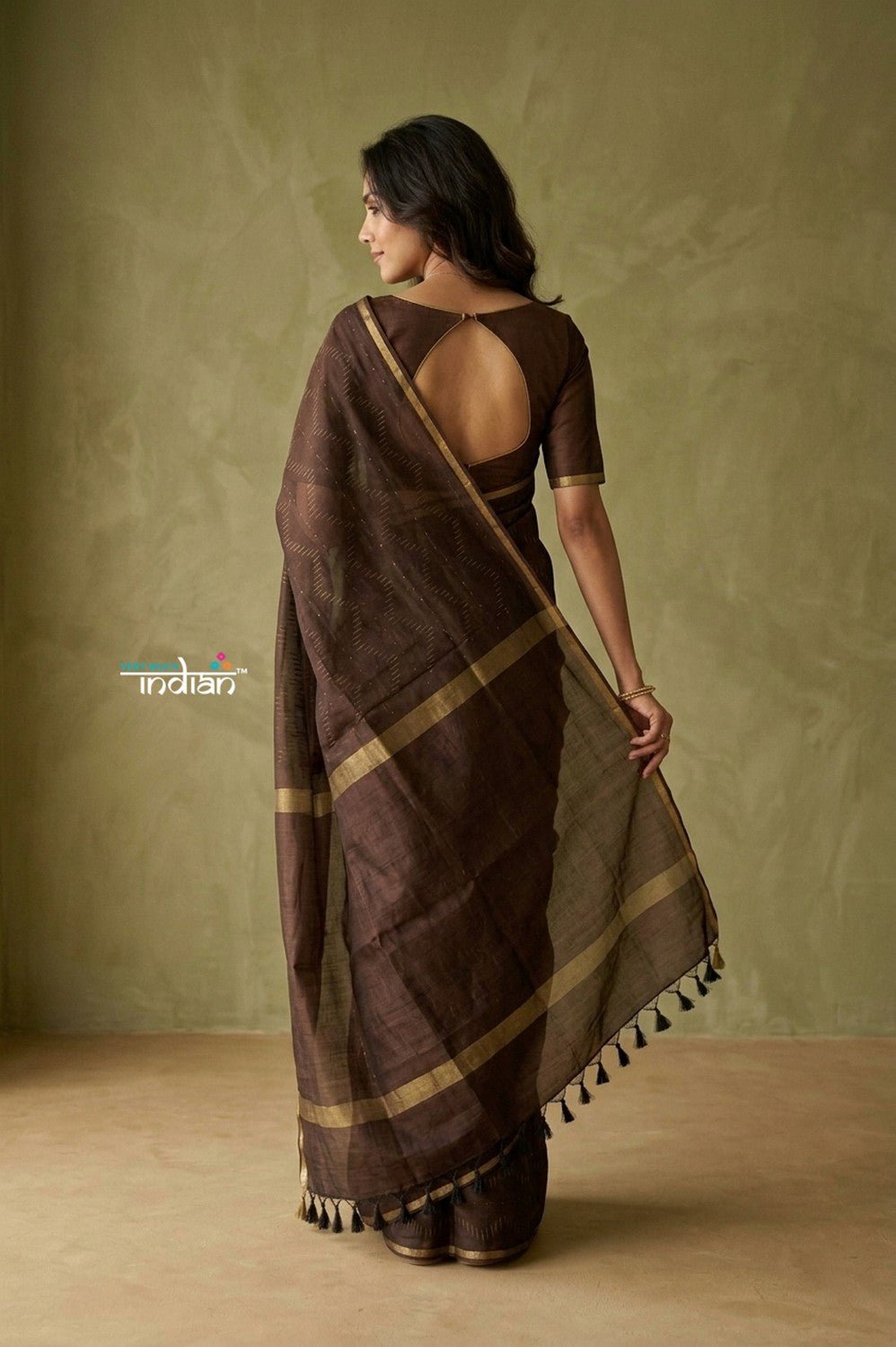 Prakriti ~ Designer Pure Banana Silk Saree in Brown - verymuchindian.com