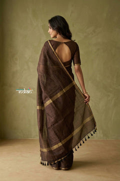 Prakriti ~ Designer Pure Banana Silk Saree in Brown - verymuchindian.com