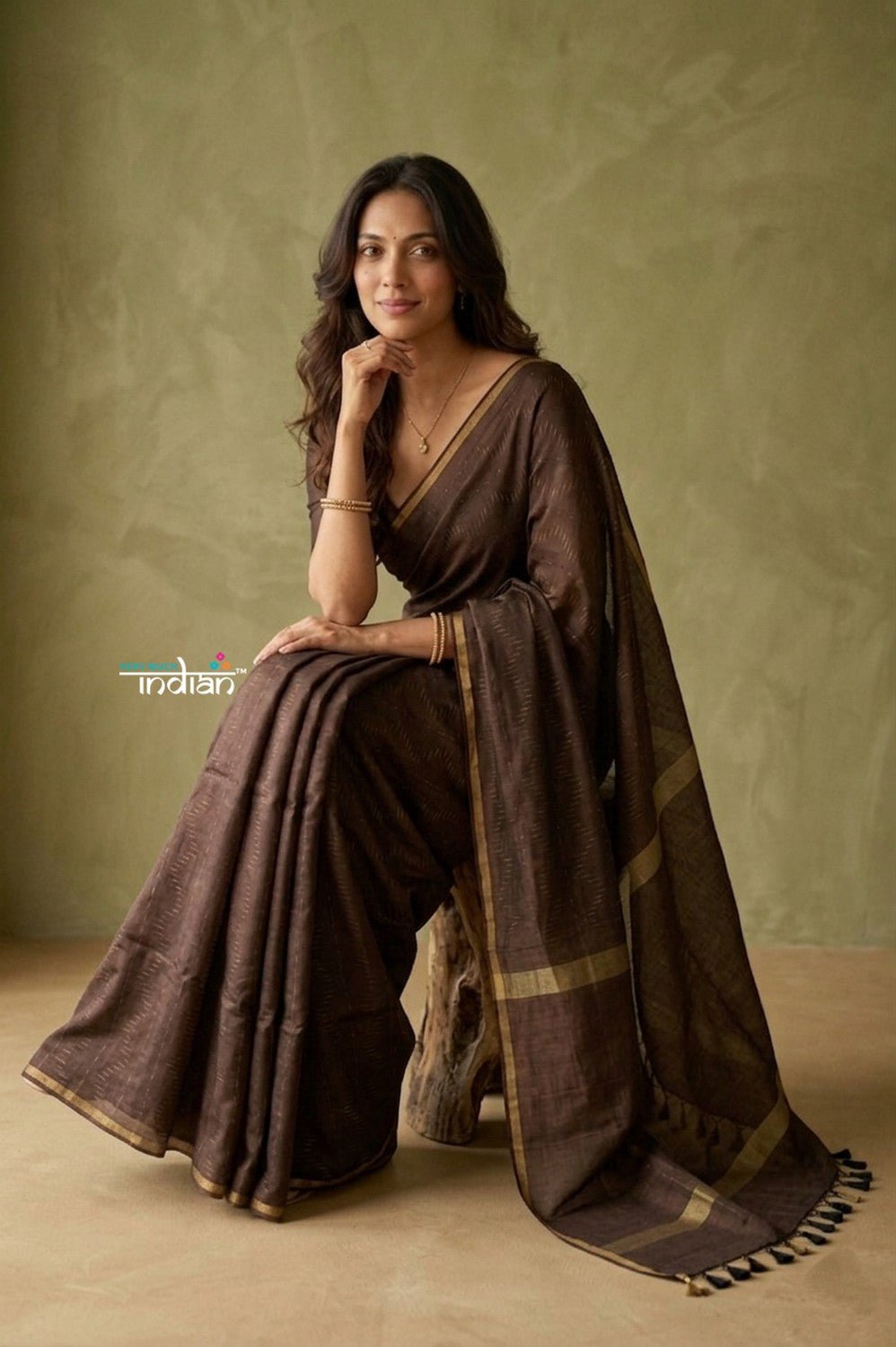 Prakriti ~ Designer Pure Banana Silk Saree in Brown - verymuchindian.com