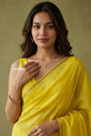 Prakriti ~ Designer Pure Banana Silk Saree in Crescent Yellow - verymuchindian.com