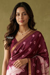 Prakriti ~ Designer Pure Banana Silk Saree in Maroon & White - verymuchindian.com