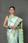 Premium! Masterpiece Handloom Powder Blue All Over Pure Silk Paithani Saree (2 months weaving) - verymuchindian.com