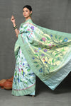 Premium! Masterpiece Handloom Powder Blue All Over Pure Silk Paithani Saree (2 months weaving) - verymuchindian.com