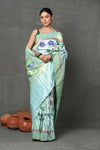 Premium! Masterpiece Handloom Powder Blue All Over Pure Silk Paithani Saree (2 months weaving) - verymuchindian.com