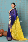 Prerna ~ Handloom Pure Chanderi Cotton Silk Saree With Golden Border - Royal Blue - verymuchindian.com