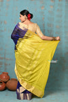 Prerna ~ Handloom Pure Chanderi Cotton Silk Saree With Golden Border - Royal Blue - verymuchindian.com