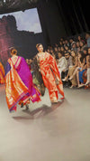 Swarajya ~ Times Fashion Week Exclusive ~ Exclusive Handloom Pure Silk Muniya Border Paithani With Tissue Lines and Grand Lotus Pallu ~ Red