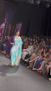 Swarajya ~ Times Fashion Week Exclusive ~ Handloom Pure Silk Paithani in Regal Sky Blue with Timeless Temple Muniya Border