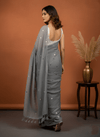 Pure Mul Cotton Handloom Saree with Solid Grey with Sequin - verymuchindian.com