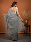 Pure Mul Cotton Handloom Saree with Solid Grey with Sequin - verymuchindian.com