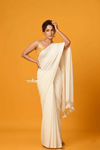 Pure Mul Cotton Handloom Saree with Solid Ivory - verymuchindian.com