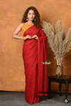 Pure Mul Cotton Handloom Saree with Solid Red - verymuchindian.com