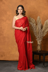 Pure Mul Cotton Handloom Saree with Solid Red with Sequin - verymuchindian.com