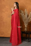 Pure Mul Cotton Handloom Saree with Solid Red with Sequin - verymuchindian.com