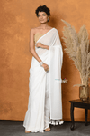 Pure Mul Cotton Handloom Saree with Solid White - verymuchindian.com