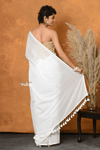 Pure Mul Cotton Handloom Saree with Solid White - verymuchindian.com