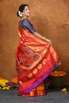 Rajsi ~ Handloom Pure Silk Maharani Paithani With Handcrafted Traditional Maharani Pallu~ Olivia Yellow (AVAILABLE IN FLORAL BUTTI) - verymuchindian.com