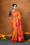 Rajsi ~ Handloom Pure Silk Maharani Paithani With Handcrafted Traditional Maharani Pallu~ Olivia Yellow (AVAILABLE IN FLORAL BUTTI) - verymuchindian.com
