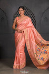 Rajsi ~ Handloom Pure Silk Maharani Paithani with Maharani Pallu in Peach - verymuchindian.com