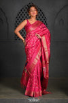 Rajsi ~ Handloom Pure Silk Maharani Paithani with Maharani Pallu in Pink Rose - verymuchindian.com