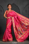Rajsi ~ Handloom Pure Silk Maharani Paithani with Maharani Pallu in Pink Rose - verymuchindian.com