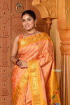 Rajsi ~ Handloom Pure Silk Maharani Paithani with Maharani Pallu in Saffron Yellow - verymuchindian.com