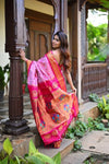 Rajsi ~ Handloom Pure Silk Maharani Paithani with Maharani Pallu in Soft Pink - verymuchindian.com