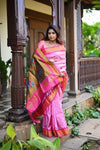 Rajsi ~ Handloom Pure Silk Maharani Paithani with Maharani Pallu in Soft Pink - verymuchindian.com