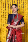 Rajsi~ Handloom Pure Silk Paithani Saree WIth Handcrafted Nath Pallu in Maroon (By Govt Certified Weavers) - verymuchindian.com