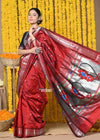 Rajsi~ Handloom Pure Silk Paithani Saree WIth Handcrafted Nath Pallu in Maroon (By Govt Certified Weavers) - verymuchindian.com