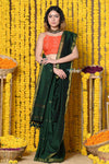 Rajsi~Designed by VMI! High Quality Comfortable Cotton Handloom Woven Saree With Sleek Border in Green - verymuchindian.com