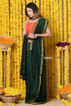 Rajsi~Designed by VMI! High Quality Comfortable Cotton Handloom Woven Saree With Sleek Border in Green - verymuchindian.com