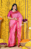 Rajsi~Handloom High Quality Pure SIlk Paithani With Most Traditional Double Pallu~ Feroze Pink (By Govt Certified Weavers) - verymuchindian.com