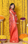 Rajsi~Handloom High Quality Pure SIlk Paithani With Most Traditional Double Pallu~Orange - verymuchindian.com