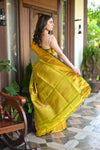 Rang Mahal ~ Brocade Gadwal Pure Silk Handloom Saree in Bestselling Silver and Yellow (With Silk Mark) - verymuchindian.com