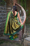 Rang Mahal ~ Brocade Gadwal Pure Silk Handloom Saree in Green (With Silk Mark) - verymuchindian.com