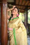 Rang Mahal ~ Brocade Gadwal Pure Silk Handloom Saree in Serene Yellow (With Silk Mark) - verymuchindian.com