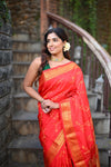 Rang Mahal Designer ~ Handloom Pure Silk Paithani Maharani Paithani in Red (With Silk Mark) - verymuchindian.com