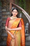 Rang Mahal ~ Exclusive Brocade Gadwal Pure Silk Handloom Saree Beautiful Dual Tone with Rich Border (With Silk Mark) - verymuchindian.com