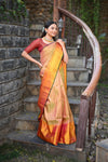 Rang Mahal ~ Exclusive Brocade Gadwal Pure Silk Handloom Saree Beautiful Dual Tone with Rich Border (With Silk Mark) - verymuchindian.com