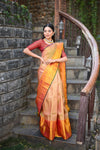 Rang Mahal ~ Exclusive Brocade Gadwal Pure Silk Handloom Saree Beautiful Dual Tone with Rich Border (With Silk Mark) - verymuchindian.com